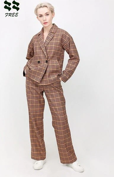 Women's small check straight pant